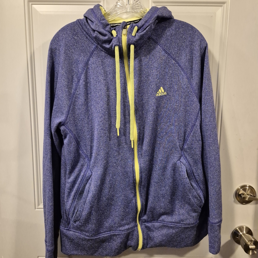 Adidas Purple Full Zip Hoodie with Yellow Accents